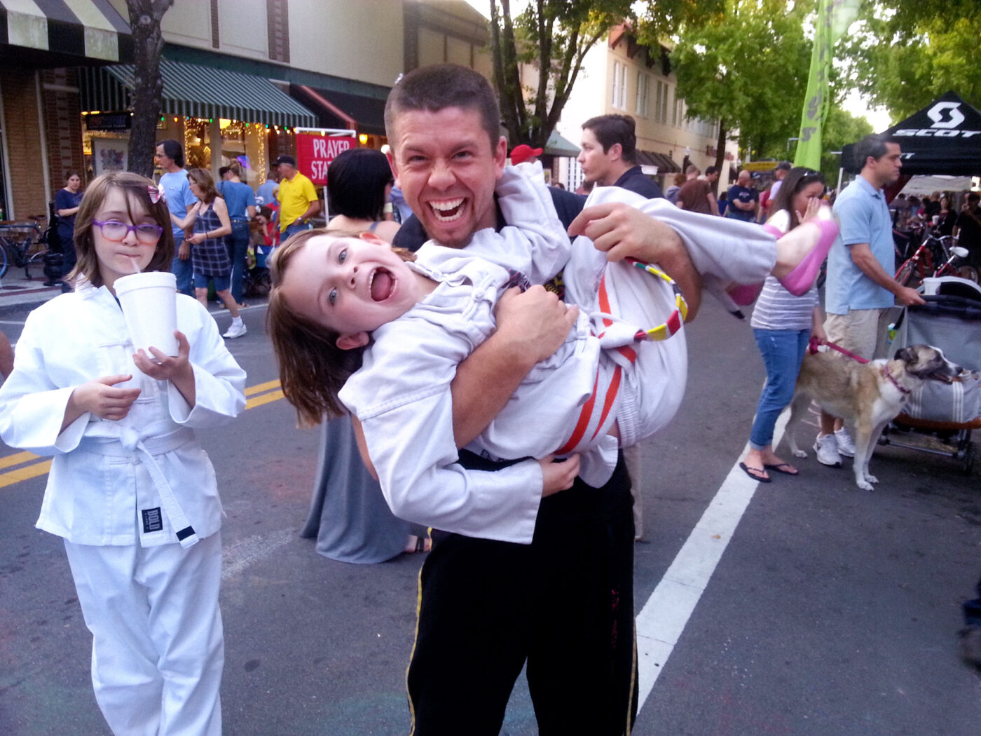 martial arts instructor and student